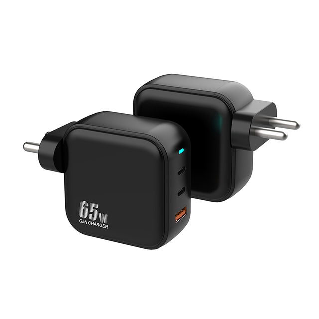 India Plug 2C1A GaN Tech 65W USB C Laptop Charger Fast Travel Power Adapter with OVP Protection PD 3.0 Function for Phone Laptop