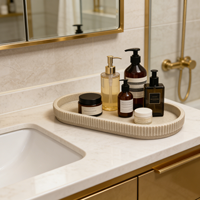 Plateau en résine nervuré pour salle de bain, plateau ovale pour coiffeuse, plateau de rangement pour comptoir, plateau décoratif pour articles de toilette, plateau pour parfums et bougies