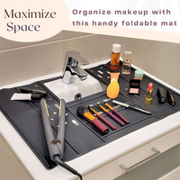 Tapis organisateur de maquillage en silicone, économiseur d'espace, couvre-évier de salle de bain pour comptoir, tapis d'évier pliable