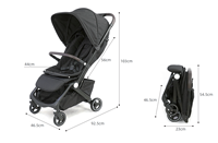 Poussette Abon Baby BS6020 pliable en 3 sections, légère, en alliage d'aluminium, cadre métallique, compacte, portable, capacité de charge de 15 kg, EVA