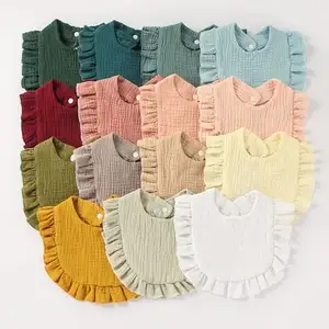 New Arrivals Baby Bibs Soft Comfortable Newborn Bibs For Girls And Boys High Quality Cotton Ruffle Baby Bibs