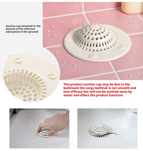 Filter Anti-clogging Deodorant Beige Kitchen Sewer Hair Filter Silicone Reusable Hair Filter Pad Hair Catcher - Product Image 2