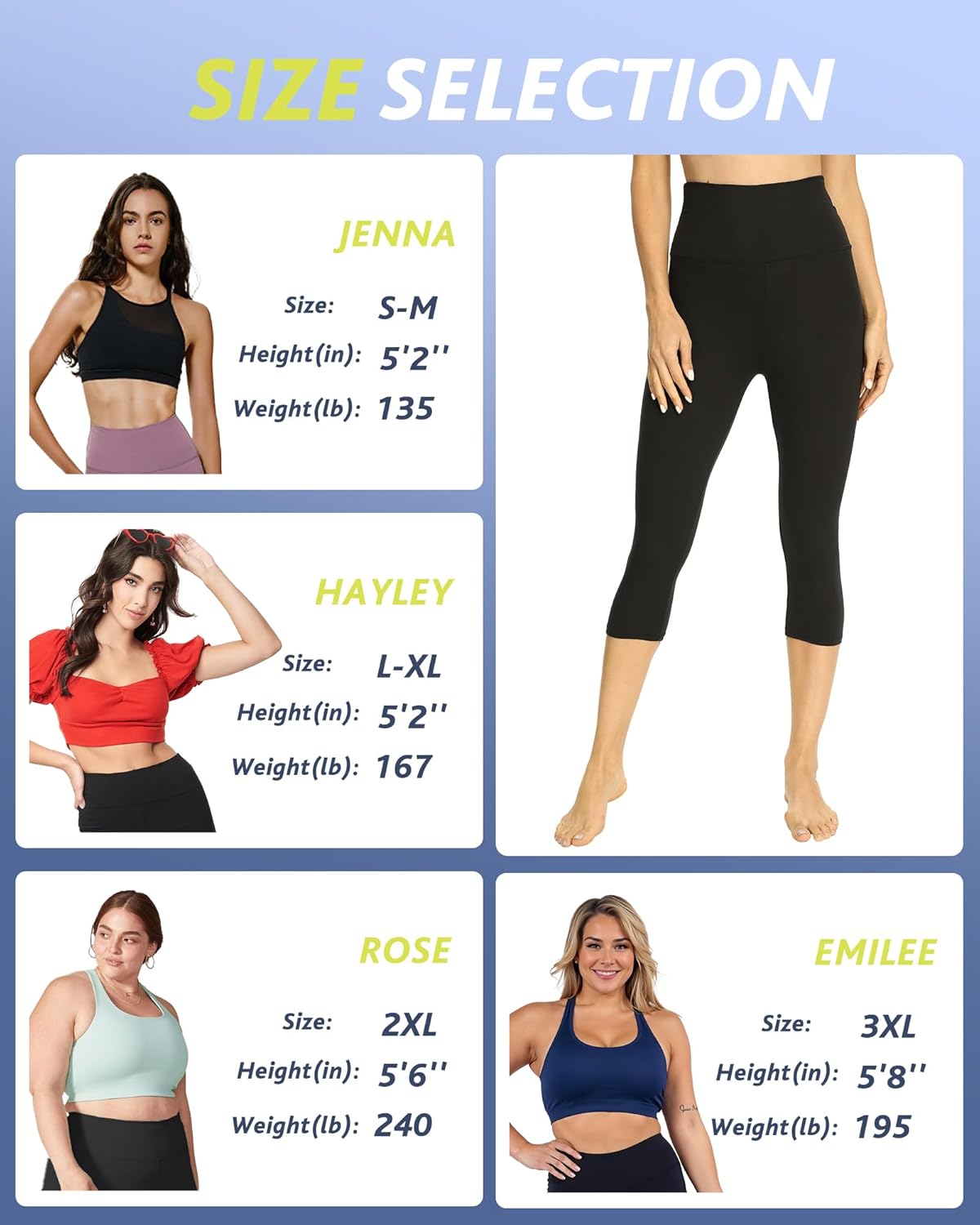 4 Pack Solid High-Waisted Capri Leggings Women-Tummy Control Shapewear Yoga Pants Pockets Wrinkle-Resistant Spandex/Polyester