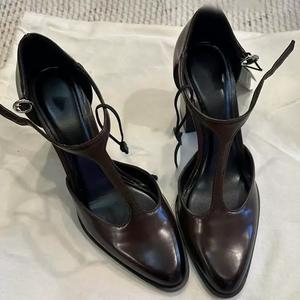 Fabrication de pompes personnalisées pour femmes chaussures à bout pointu talon épais 6cm à lacets Roman Mary Jane chaussures pour femmes talons hauts - Product Image 3