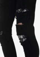 Jeans personnalisés d'usine OEM pour hommes Jeans déchirés en denim extensibles déchirés noirs pour hommes