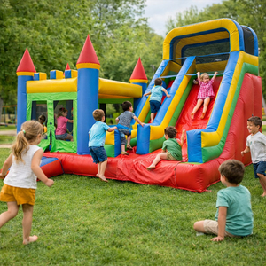 Château gonflable commercial pour enfants, maison de rebond avec double toboggan, château de saut, trampolines avec souffleur pour location de fête - Product Image 2