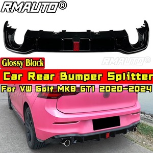 For VW Golf MK8 GTI 2020-2024 Body Kit Rear Bumper <b>Splitter</b> Glossy Black With Lamp Style Rear Bumper Cover Car Accessories - Product Image 1