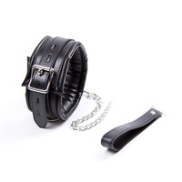Collier de cou en cuir PU avec chaînes Ceinture réglable Collier ras du cou Poignets BDSM Bondage Gear Contraintes soumises Esclave Fétiche