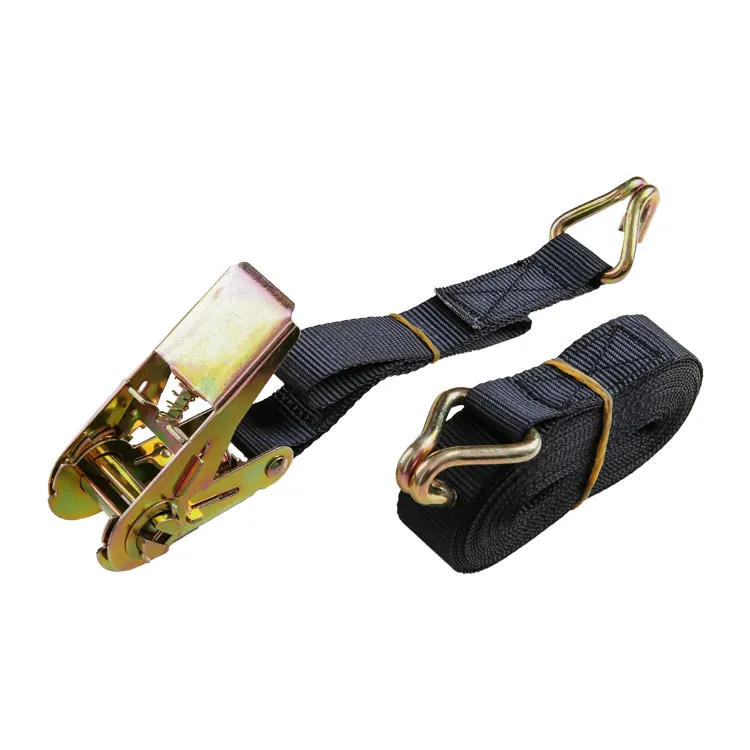 Cinturón de amarre de carga, correas de amarre de trinquete negro con gancho, 1 ", 25mm, 400kg