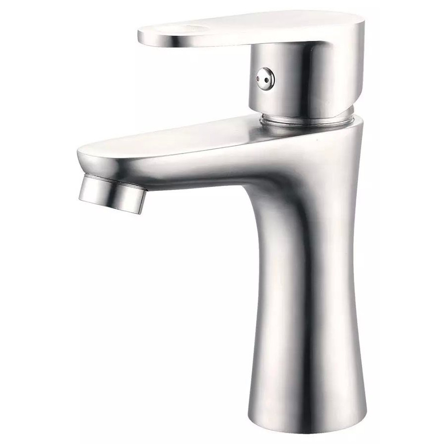 Stainless Steel Single Hole Bathroom Faucet with Brushed Finish 0.5GPM Flow & 1-Year Corrosion Warranty