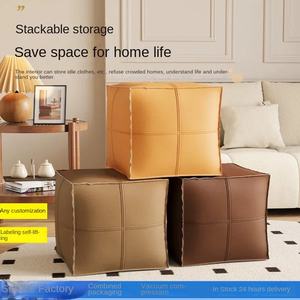 Özel PU deri Dundun ev yastık için eski giysi oyuncaklar için Futon saklama torbaları balkon oturma odası tek kullanımlık depolama - Product Image 4