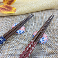 Ensemble de baguettes Sakura, 5 paires de baguettes en bois avec supports en céramique, vaisselle de style japonais