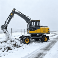 Excavatrice sur roues mobile de 6 tonnes et 7 tonnes équipée d'une lame de bulldozer pour les travaux de réparation routière et d'excavation de matériaux