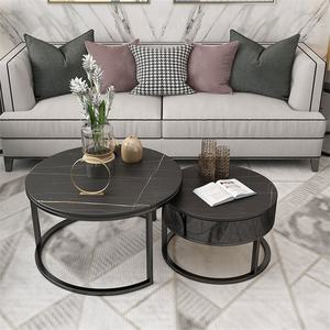 Mesa de centro de té de mármol, moderna, dorada, de hierro, estilo simple, Oficina - Product Image 6