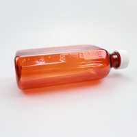 Bouteille de liquide résistante aux enfants de 16 oz, conteneur en PET ambré pour médicaments, avec impression personnalisée de couleur et d'étiquette, qualité alimentaire FDA