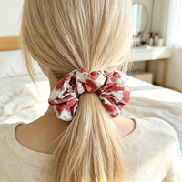 Scrunchie en coton floral vintage, élastique doux pour cheveux, personnalisation possible, accessoires pour cheveux