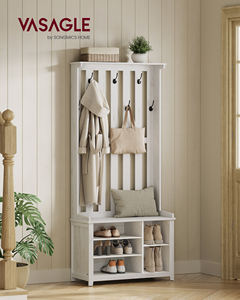 Armoire d'entrée haute blanche de style ferme <span class=keywords><strong>VASAGLE</strong></span> avec banc, <span class=keywords><strong>porte</strong></span>-<span class=keywords><strong>manteau</strong></span> multifonctionnel avec rangement pour chaussures - Product Image 1