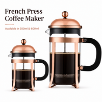 Cafetière à piston en verre borosilicate Kingze OEM, 350 ml, 600 ml, résistante à la chaleur, filtre à café pour café et maison