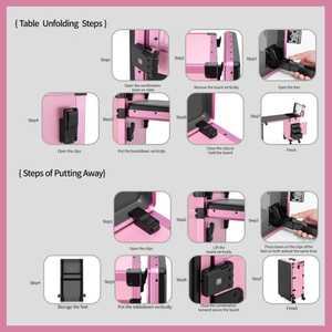 โต๊ะทำเล็บพลาสติกแบบพกพา ทันสมัย พร้อมไฟ บลูทูธ ลิ้นชักล็อคได้ ขาปรับระดับได้ พับเก็บได้ สำหรับร้านทำเล็บ - Product Image 6