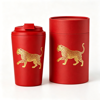 Mug à café de 12 oz avec couvercle, Mug rouge Half Million Tiger de 350 ml, logo personnalisé, impression intégrale, mug à café de voyage