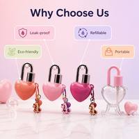 Conteneur de brillant à lèvres en forme de cadenas cœur ISMAN personnalisé 7 ml, tube transparent avec porte-clés, emballage cosmétique en gros