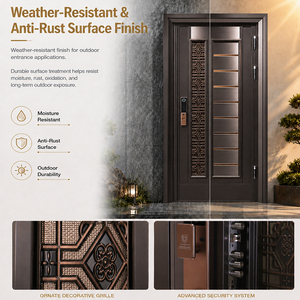 Porte d'Ingresso Principali DEZOTON di Lusso Moderne in Acciaio con Zanzariera, Porte di Sicurezza Blindate Automatiche Intelligenti - Product Image 4