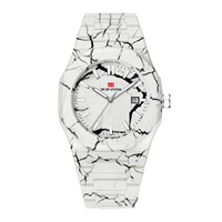 Montres à quartz pour hommes VA VA VOOM 2891, design marbré, étanches, avec date et grand cadran.