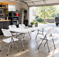 Ensemble table et chaises pliantes en plastique avec pieds en métal pour la maison, le garage, le stockage, les fêtes, les banquets, la restauration, l'utilisation commerciale