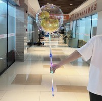 Ballons Bobo LED Lumineux avec Ballon en Aluminium Personnage Dessin Animé à l'Intérieur – Ballons Transparents Clairs pour Décoration de Fête