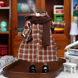 Vêtements pour poupée Bjd, manteau à capuche à carreaux, 30cm, en tissu exquis et mignon - Product Image 3