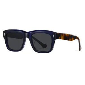 Großhandel individuelles Logo personalisierte Mode übergroße stilvolle Acetat-Schale große Quadratenschildkröte Sonnenbrille Herren Damen