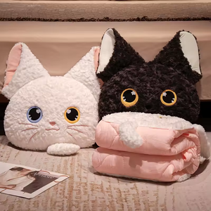 40CM Devon Rex nero bianco gatto cuscino cuscino 2-in-1 coperta auto estate sottile calda trapunta imbottita e giocattoli di peluche - Product Image 6