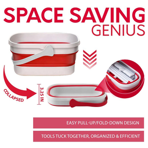 Ensemble serpillière et <span class=keywords><strong>seau</strong></span> pliable avec essoreuse, brosse de nettoyage robuste, serpillière et <span class=keywords><strong>balai</strong></span> pliables <span class=keywords><strong>pour</strong></span> le nettoyage intérieur ou extérieur - Product Image 2