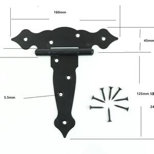 Bisagra de Metal decorativa negra grande y duradera, bisagras resistentes en forma de T de 180 grados para ventanas de madera, cobertizo, puerta de valla de salvado - Product Image 6