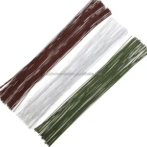 Factory wholesale 26 gauge paper covered floral wire flower stems adhesive tape wrapped stem wire