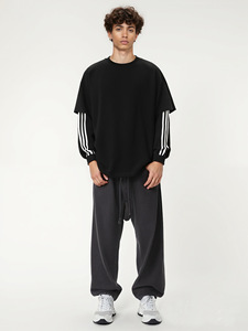 <span class=keywords><strong>T</strong></span>-<span class=keywords><strong>shirt</strong></span> Oversize Personalizzata in Tessuto a Doppia Maglia, Vestibilità Boxy, Cotone/Play, Stile Streetwear Vintage, Lavaggio Acido, Doppio Strato, Manica Lunga - Product Image 5