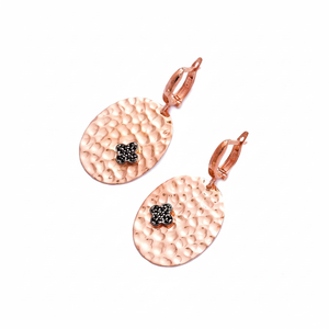 Boucles d'oreilles mignonnes en Zircon noir plaqué or Rose, nouvelle collection, moderne et martelées, en argent Sterling 925, pour femmes - Product Image 2