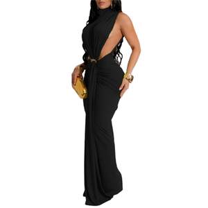 OEM personalizado de cintura alta Maxi vestido para las mujeres elegante vestido de noche con abertura frontal de un hombro Popular temperamento vestido largo informal - Product Image 2