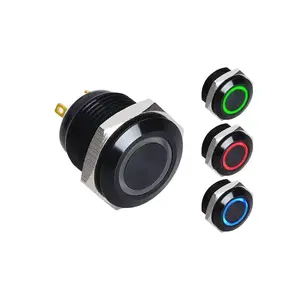RGB 12/16/19/22mm black aluminum Push button Switch 6 pin Switches