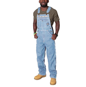 WSU-014 Ready to Ship Multi-pocket Loose Jeans Trousers Cotton Denim <strong>Overalls</strong> for <strong>Men</strong> - Product Image 4