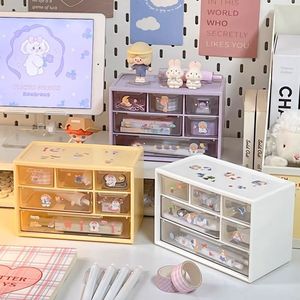 Six Compartment Drawer <b>Storage</b> <b>Box</b> Desktop Organizer Covered Rectangle Office Stationery Jewelry Holder Standing Type - Product Image 2