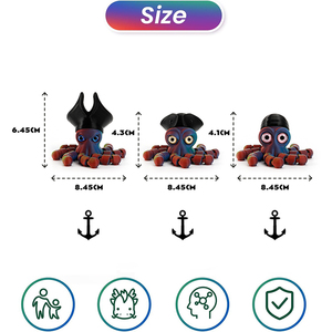 Figurine de collection Calamar Pirate Articulé, Décoration de bureau à thème océanique saisissant pour les passionnés de vie marine, Imprimée en 3D - Product Image 6