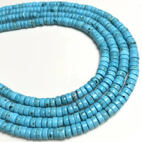 Perles Heishi en turquoise naturelle, turquoise bleu-vert, grandes perles Heishi, turquoise brute taillée, fabrication de bijoux