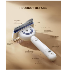 Brosse vapeur rechargeable et résistante à l'eau pour chien, double face, démêlante et anti-chute de poils, pour toilettage et massage des animaux à poils longs (compatible OEMLong Haired Pet Friendly) - Product Image 4