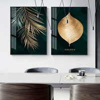 Affiche murale sans cadre avec feuilles de plantes dorées abstraites, impression sur toile de style moderne, peinture artistique, décoration unique pour le salon