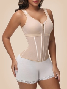 LANGQIN Femmes Sexy Sans Manches Bustier Top Shapewear Corsets Solid Color Straps Zippers Waist Cinchers Bodysuit Tops Slimming - Product Image 4