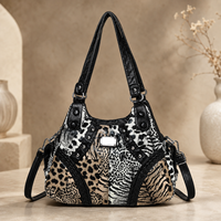 Sac à bandoulière pour femme, sac de créateur grande capacité, imprimé léopard, rivets, cuir PU, sac à main tendance pour femme, vente en gros 20 pièces