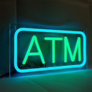 ATM Neon LED Bank Cash Machine Indoor Hanging <b>Sign</b> Night Street Indicator Ambient Light Glowing <b>Sign</b> Billboard Customizable - Product Image 1