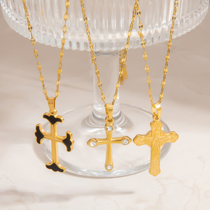 สร้อยคอจี้รูปกางเขน ชุบทอง 18K ทำจากไทเทเนียมสตีล สำหรับผู้หญิง สวมใส่ได้ทุกวัน ดีไซน์เรียบง่ายแต่ทันสมัย - Product Image 2