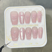 Venta al por Mayor a Bajo Precio, Alas de Mariposa Brillantes Doradas en Rosa Claro, Estilo Minimalista, Uñas Elegantes Semimanuales